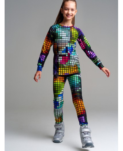 Термокомплект трикотажный для девочек: брюки, толстовка для эпизодического использования разноцветный