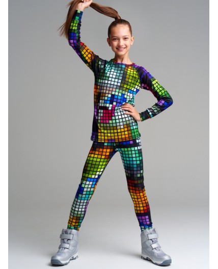 Термокомплект трикотажный для девочек: брюки, толстовка для эпизодического использования разноцветный