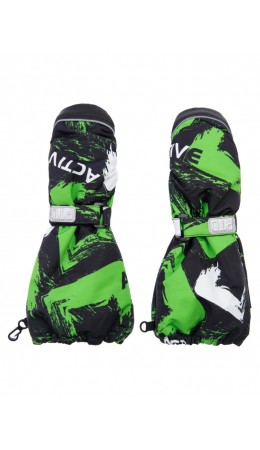 Варежки текстильные для мальчиков зеленый,черный,белый