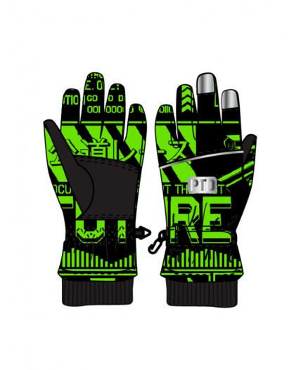 Перчатки текстильные для мальчиков черный,светло-зеленый