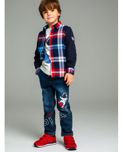 Сорочка текстильная для мальчиков (regular fit) разноцветный