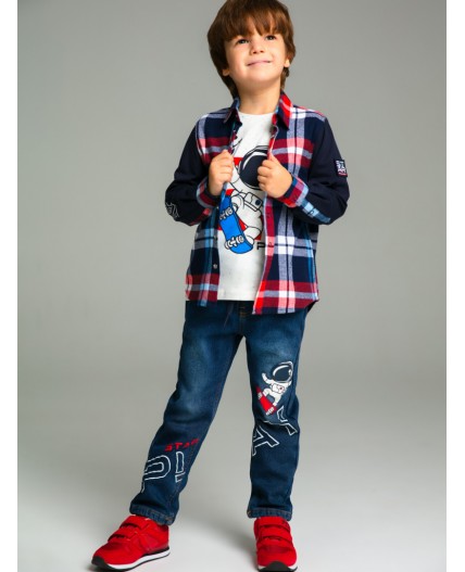 Сорочка текстильная для мальчиков (regular fit) разноцветный