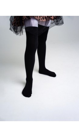 Колготки трикотажные для девочек черный,белый