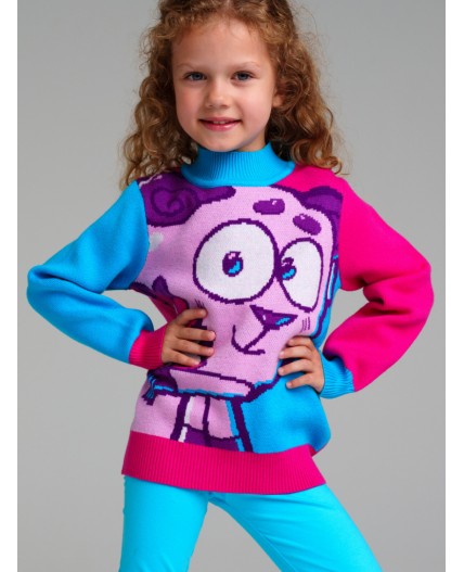 Джемпер трикотажный для девочек голубой,фуксия