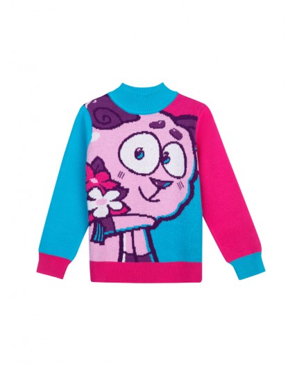 Джемпер трикотажный для девочек голубой,фуксия