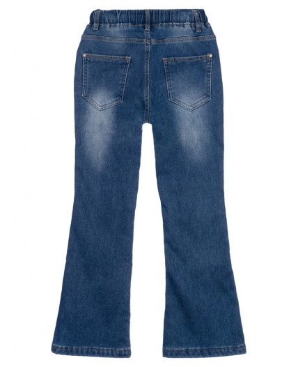 Брюки текстильные джинсовые утепленные флисом для девочек синий