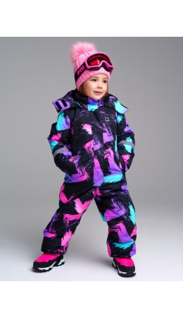 Комбинезон текстильный с полиуретановым покрытием для девочек разноцветный