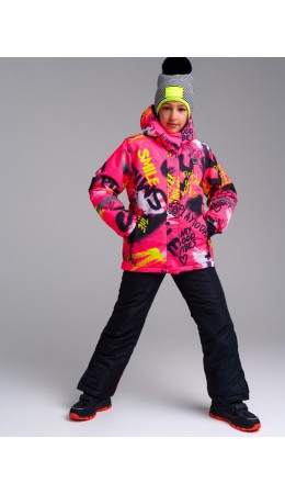 Куртка текстильная с полиуретановым покрытием для девочек разноцветный