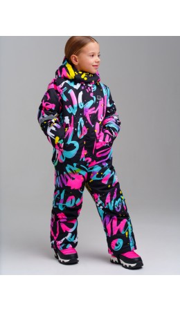 Комбинезон текстильный с полиуретановым покрытием для девочек разноцветный