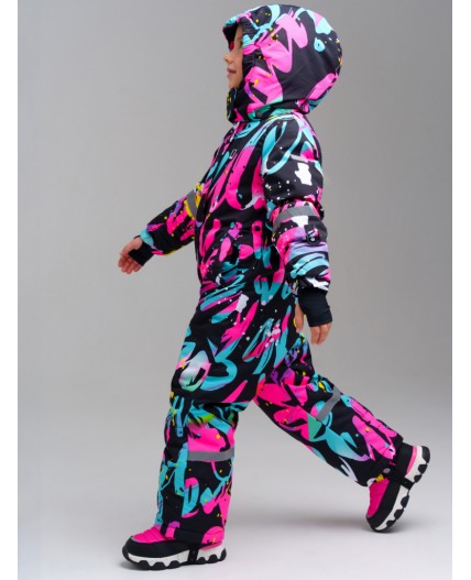 Комбинезон текстильный с полиуретановым покрытием для девочек разноцветный