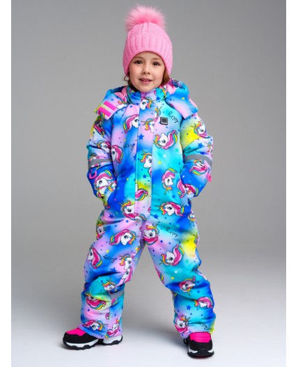 Комбинезон текстильный с полиуретановым покрытием для девочек разноцветный