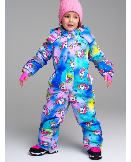 Комбинезон текстильный с полиуретановым покрытием для девочек разноцветный