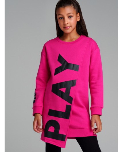 Платье трикотажное для девочек фуксия,черный