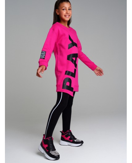 Платье трикотажное для девочек фуксия,черный