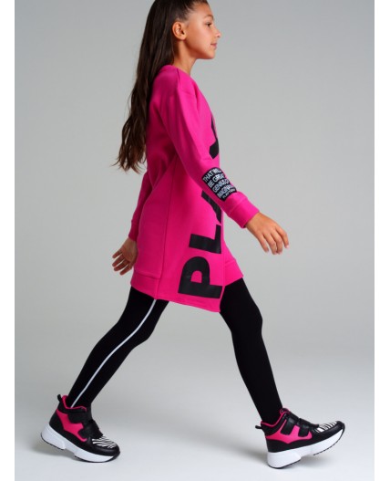 Платье трикотажное для девочек фуксия,черный