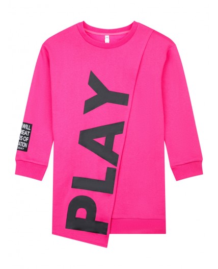 Платье трикотажное для девочек фуксия,черный