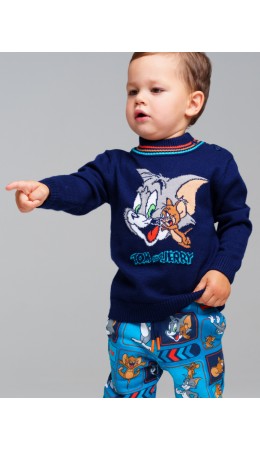 Свитер детский трикотажный для мальчиков тёмно-синий,разноцветный