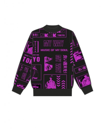 Джемпер трикотажный для девочек черный,фуксия