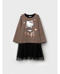 Платье трикотажное для девочек разноцветный,черный