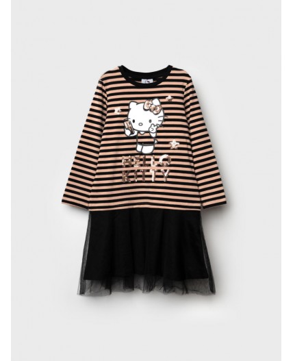 Платье трикотажное для девочек разноцветный,черный