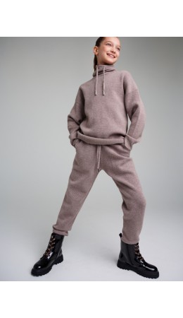Комплект трикотажный для девочек: джемпер, брюки серый меланж