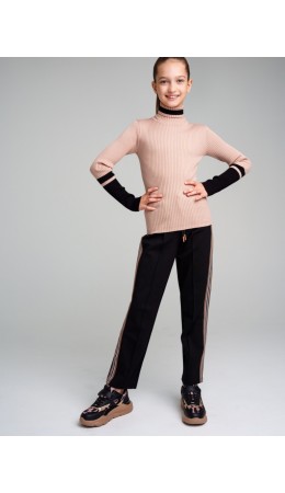 Водолазка трикотажная для девочек черный,бежевый