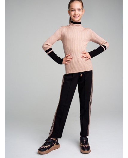 Водолазка трикотажная для девочек черный,бежевый