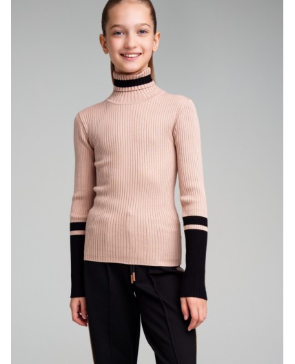 Водолазка трикотажная для девочек черный,бежевый