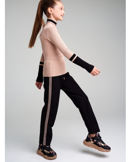 Водолазка трикотажная для девочек черный,бежевый