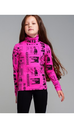 Водолазка трикотажная для девочек фуксия,черный