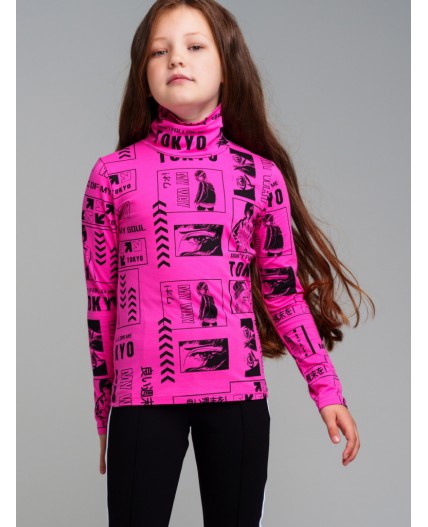 Водолазка трикотажная для девочек фуксия,черный