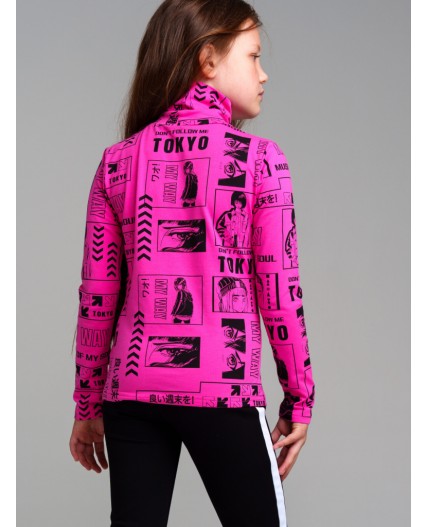 Водолазка трикотажная для девочек фуксия,черный