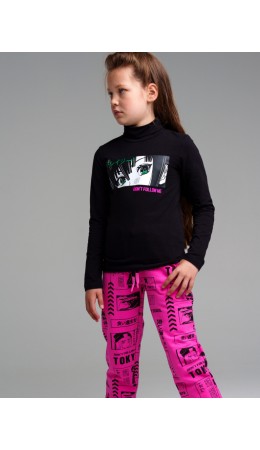 Водолазка трикотажная для девочек черный,разноцветный