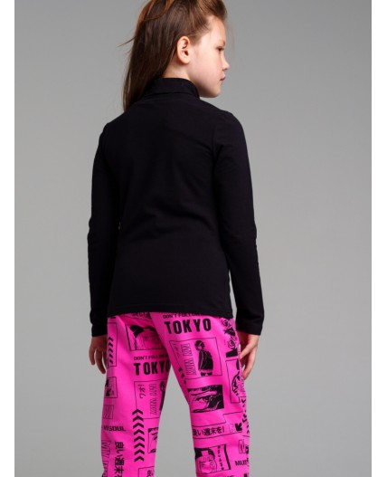 Водолазка трикотажная для девочек черный,разноцветный