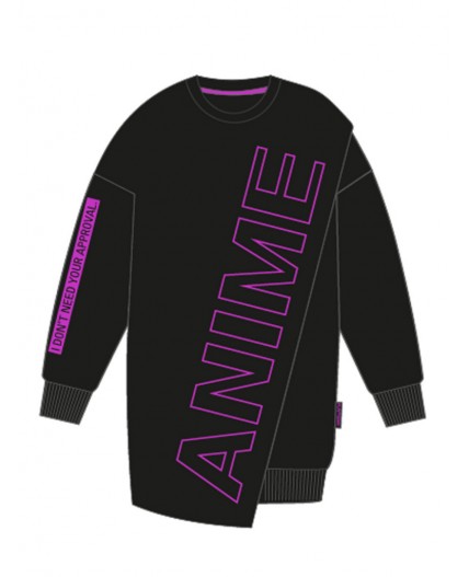 Платье трикотажное для девочек черный,фуксия