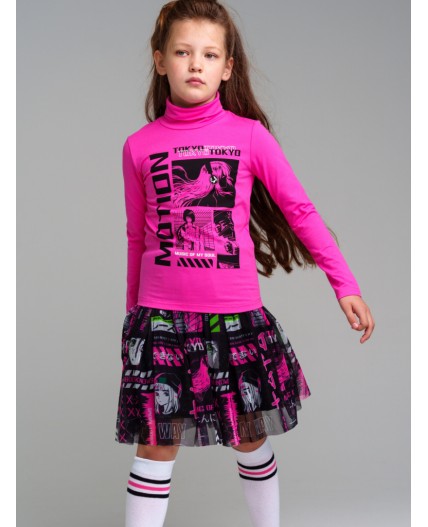 Водолазка трикотажная для девочек фуксия,черный