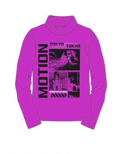 Водолазка трикотажная для девочек фуксия,черный