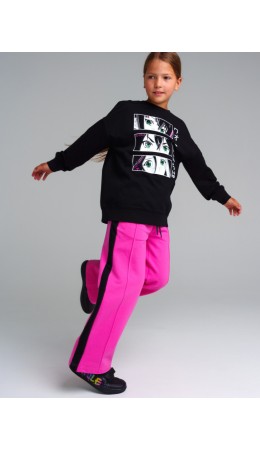 Толстовка трикотажная для девочек черный,белый