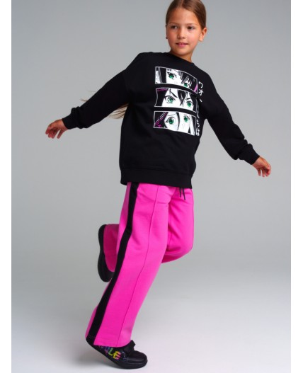Толстовка трикотажная для девочек черный,белый
