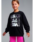 Толстовка трикотажная для девочек черный,белый