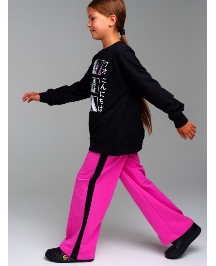 Толстовка трикотажная для девочек черный,белый