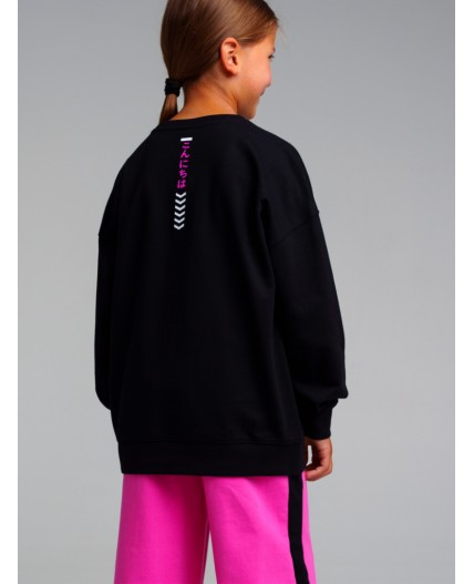 Толстовка трикотажная для девочек черный,белый