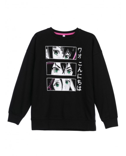 Толстовка трикотажная для девочек черный,белый