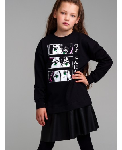 Платье трикотажное для девочек черный,фуксия,белый