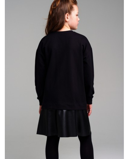 Платье трикотажное для девочек черный,фуксия,белый