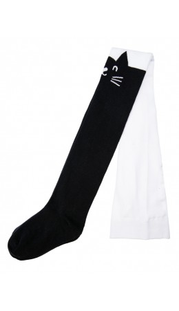 Колготки трикотажные для девочек черный,белый