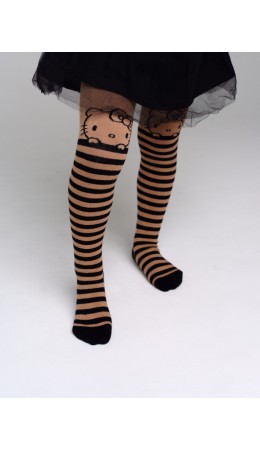 Колготки трикотажные для девочек бежевый,черный