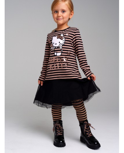 Колготки трикотажные для девочек бежевый,черный