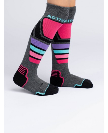 Термоноски трикотажные для девочек (высокие махровые) разноцветный