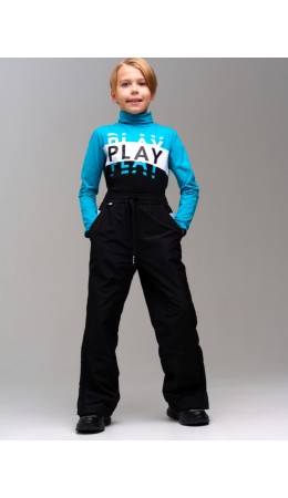 Брюки текстильные с полиуретановым покрытием утепленные флисом для мальчиков черный